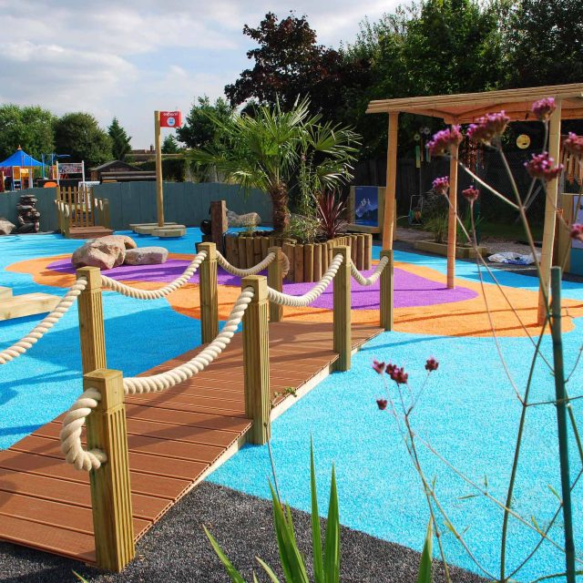 Sensory School Garden specialists designed by Nigel Abbey, built by The Garden Builders landscaping company, William Morris Primary School, Mitcham in Surrey.
