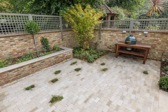 Elegant airy west London traditional contemporary garden by designer Camilla Hiley, urban with rustic country touches landscaping specialists in planting.