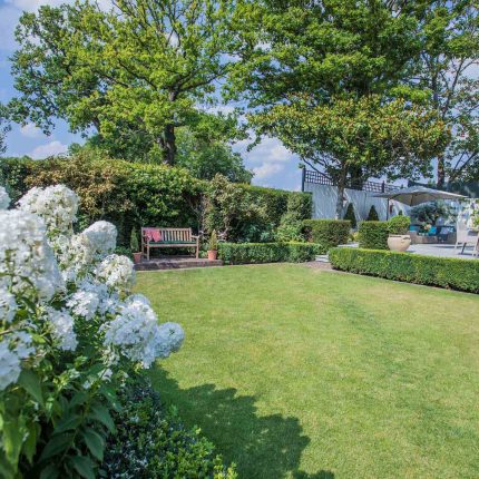 Garden Design Highgate North London Garden Designer Landscape Contractor, complimentary family style garden planting scheme also consisting diagonal brickwork.