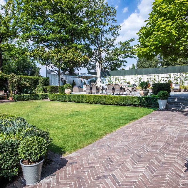 Garden Design Highgate North London Garden Designer Landscape Contractor, complimentary family style garden planting scheme also consisting diagonal brickwork.