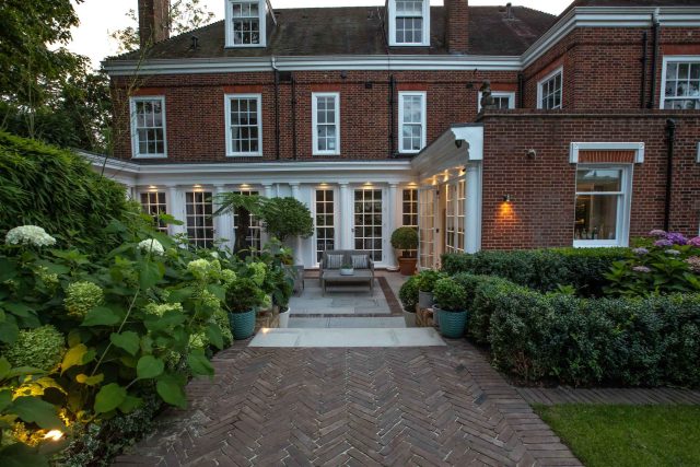 Garden Design Highgate North London Garden Designer Landscape Contractor, complimentary family style garden planting scheme also consisting diagonal brickwork.