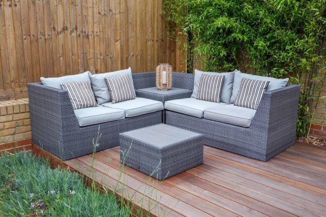 Japanese style garden, designed and constructed by The Garden Builders floor levels and planting geometry white porcelain tiles landscape company wood decking.
