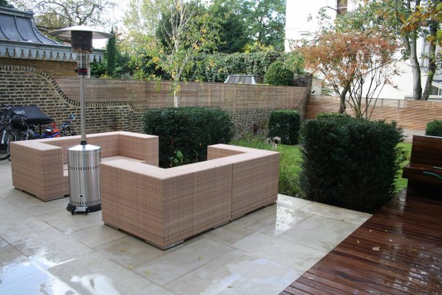Gorgeous Garden Designs by Christopher Bradley Hole Maida Vale combination of decking and limestone paving, designers specialist contractors and landscapers.