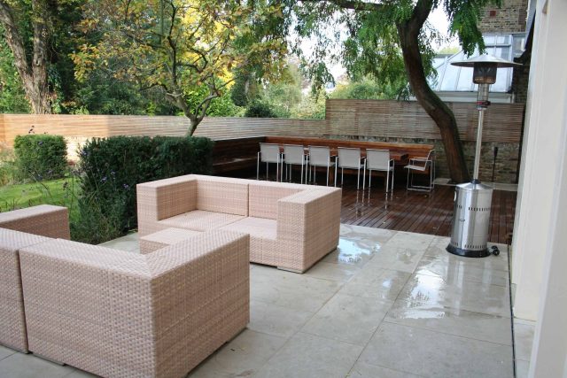 Gorgeous Garden Designs by Christopher Bradley Hole Maida Vale combination of decking and limestone paving, designers specialist contractors and landscapers.