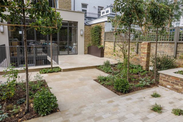 Elegant airy west London traditional contemporary garden by designer Camilla Hiley, urban with rustic country touches landscaping specialists in planting.