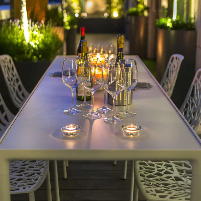 7 Inspiring Roof Terrace Ideas, Garden Builders, lush garden with small trees and shrubs provides uplifting greenery ample screening privacy.