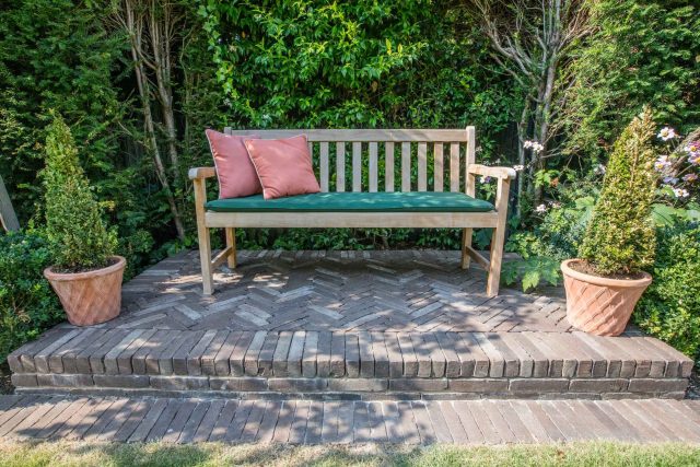Garden Design Highgate North London Garden Designer Landscape Contractor, complimentary family style garden planting scheme also consisting diagonal brickwork.