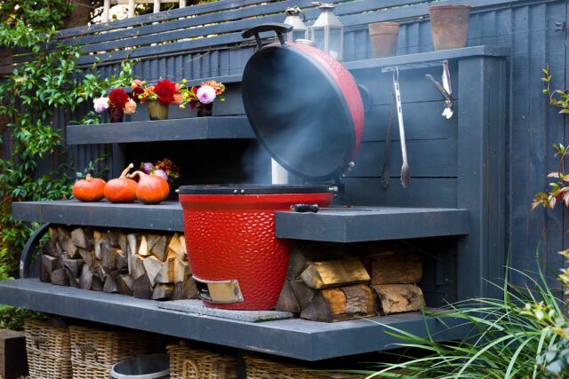 Clapham London garden design luxury feeling outdoor kitchen room bbq, contractor landscapers, transformed into a flexible, modern sanctuary.