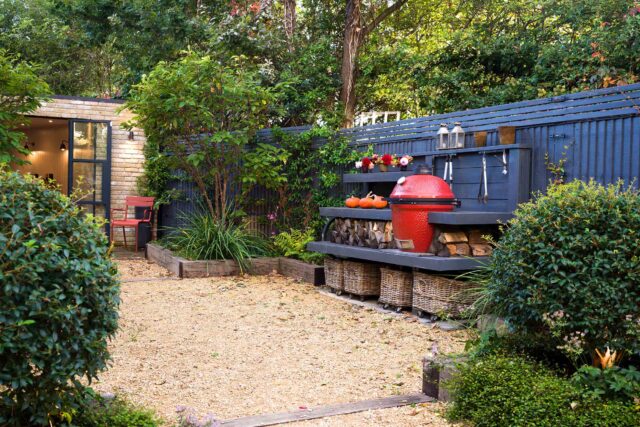 Clapham London garden design luxury feeling outdoor kitchen room bbq, contractor landscapers, transformed into a flexible, modern sanctuary.