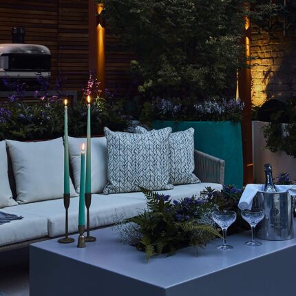 Family garden designer Barnes West London cooking gardens bbq, outdoor environment that blends intelligent design.