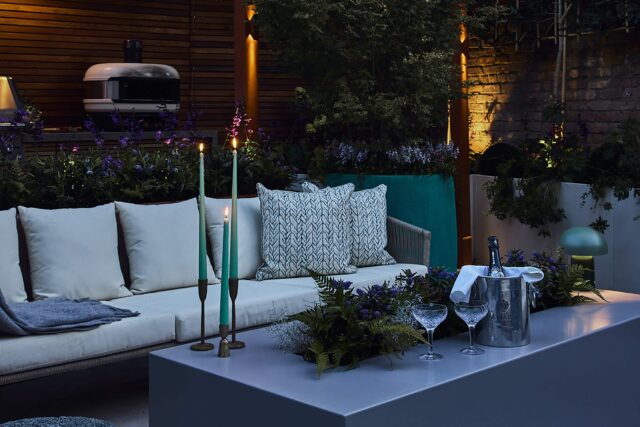 Family garden designer Barnes West London cooking gardens bbq, outdoor environment that blends intelligent design.