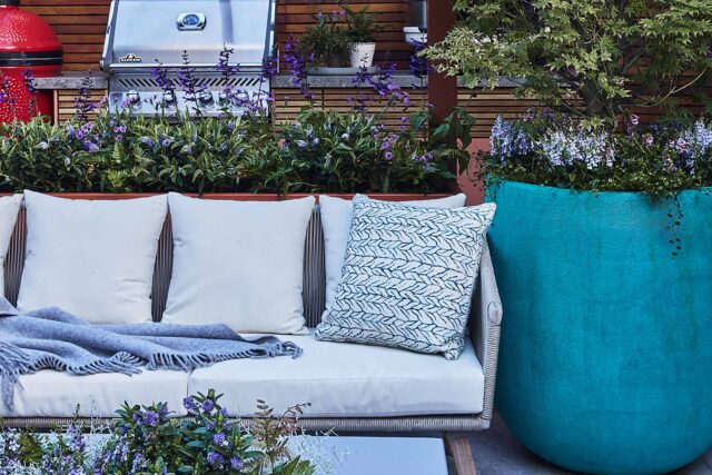 Family garden designer Barnes West London cooking gardens bbq, outdoor environment that blends intelligent design.