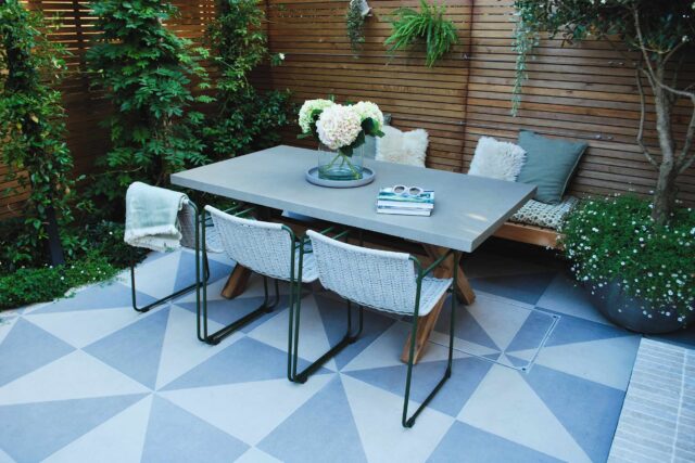 Fulham West London garden design luxury feeling room paving, been transformed into a calm and elegant outdoor living space.