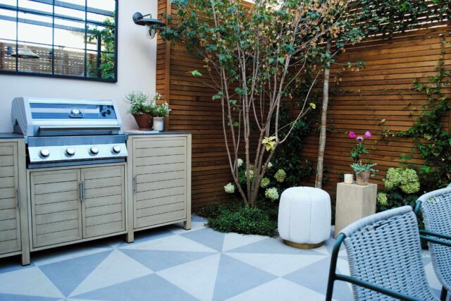 Fulham West London garden design luxury feeling room paving, been transformed into a calm and elegant outdoor living space.