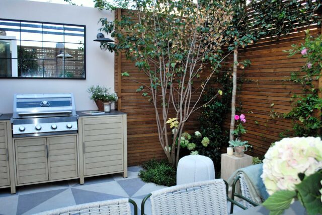 Fulham West London garden design luxury feeling room paving, been transformed into a calm and elegant outdoor living space.