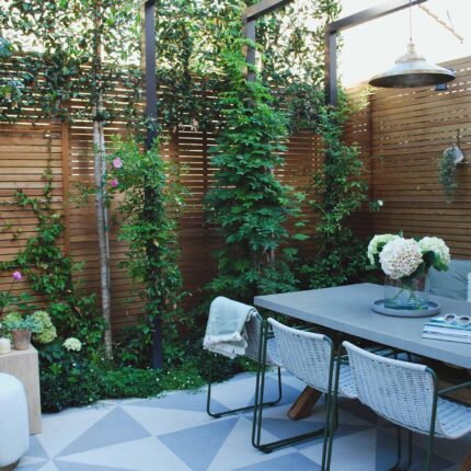 Fulham West London garden design luxury feeling room paving, been transformed into a calm and elegant outdoor living space.