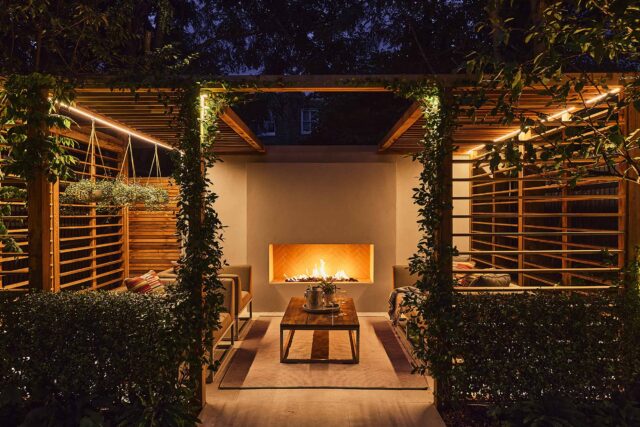 Tooting garden designer sophisticated outdoor retreat kitchen pergola, outdoor retreat for relaxation dining & year-round enjoyment.