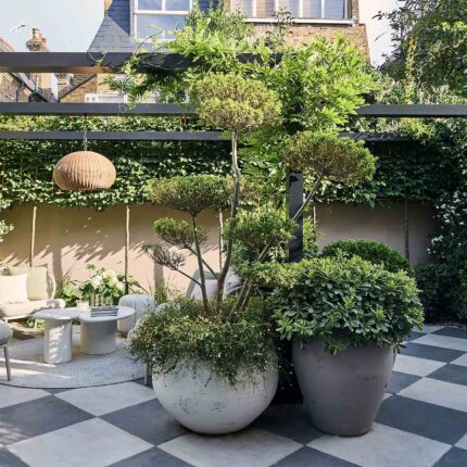 Walton On Thames garden designer kitchen dining, a modern, intimate design for comfort, privacy and outdoor living.